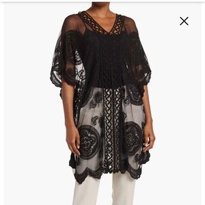 Vince Camuto Black Crochet Lace Tunic